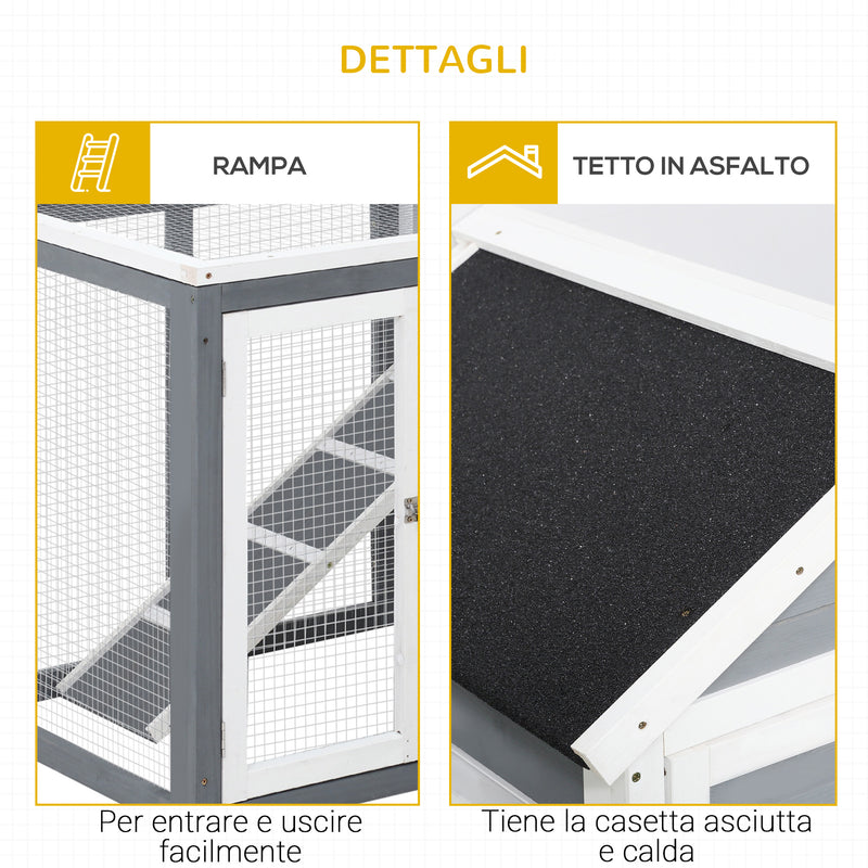 Conigliera Gabbia per Conigli 122x62,6x92 cm in Legno Grigio e Bianco –  acquista su Giordano Shop