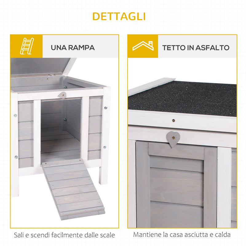 Gabbia per Conigli e Porcellini d'India 90x53x59 cm con Ruote in Legno  Grigia – acquista su Giordano Shop