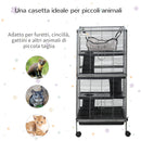 Gabbia per Criceti e Roditori 52x52x113,5 cm in Acciaio  Grigio Argento-7