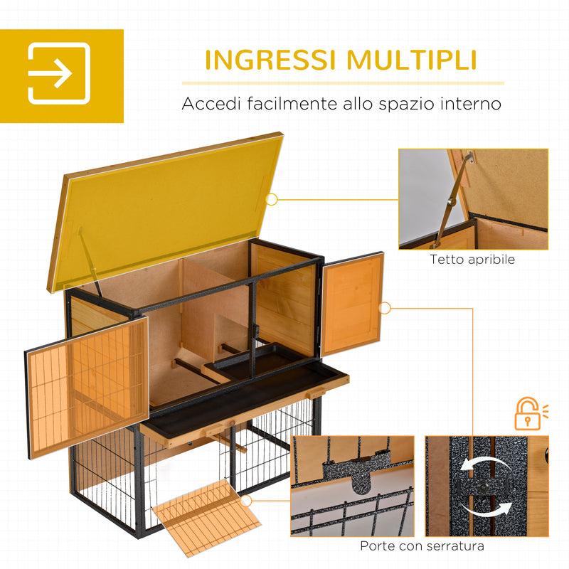 Conigliera da Giardino 89,5x45x81 cm con Rampa in Legno e Metallo-5