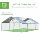 Pollaio per Galline 300x800x195 cm in Metallo Zincato con Copertura Argento-6