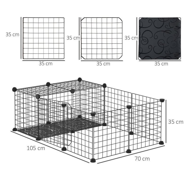 Gabbia per Conigli e Porcellini dIndia Modulabile 105x70x35 cm in Acciaio Nero-3