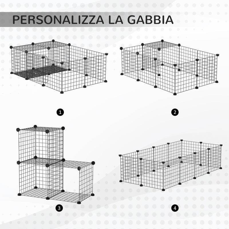 Gabbia per Conigli e Porcellini dIndia Modulabile 105x70x35 cm in Acciaio Nero-5