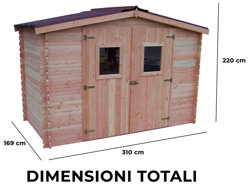 Casetta Box da Giardino 3x1,65 m Senza Pavimento in Legno Douglas 20mm Dalia-5