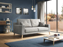 Divano 3 Posti 206x95x91 cm Danish in Tessuto Azzurro-2