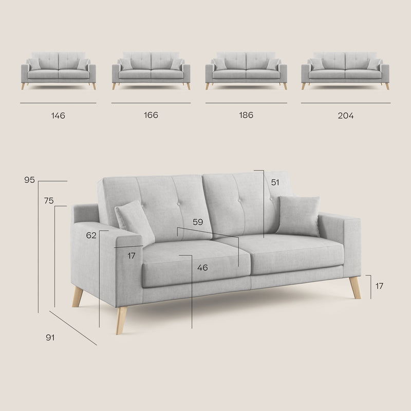 Divano 3 Posti 186x95x91 cm Danish in Tessuto Giallo-6