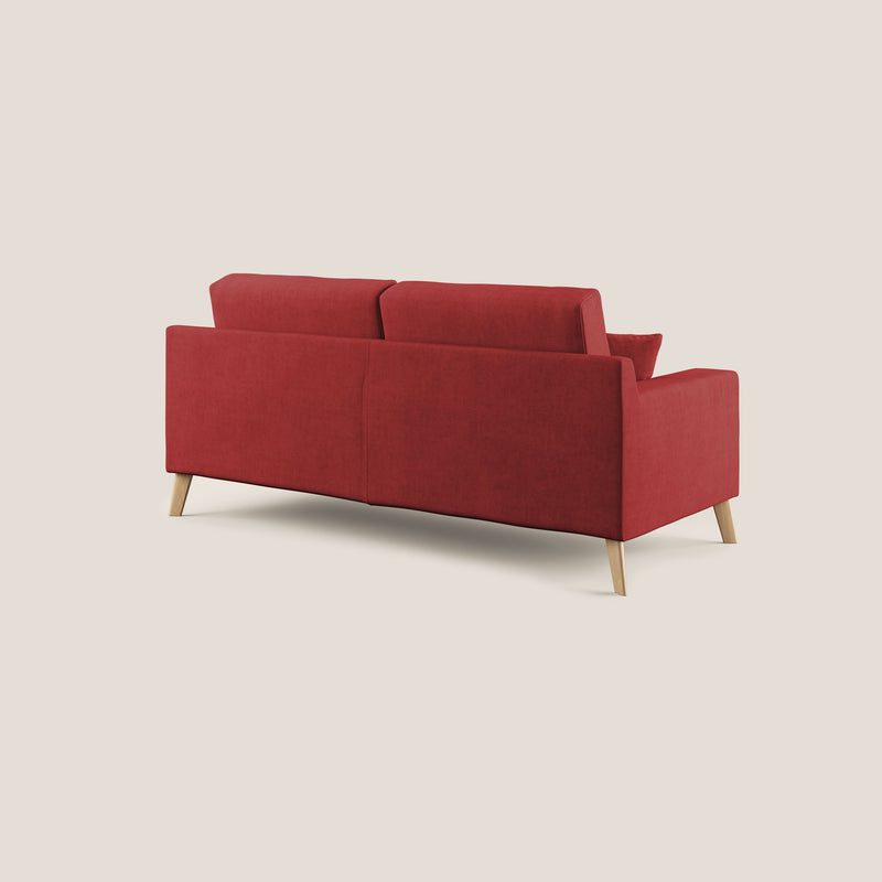 Divano 2 Posti 166x95x91 cm Danish in Tessuto Rosso-5