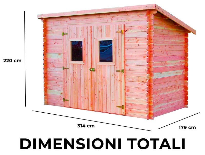 Casetta Box da Giardino 3x1,65 m Senza Pavimento in Legno Douglas 20mm Dalmat-4