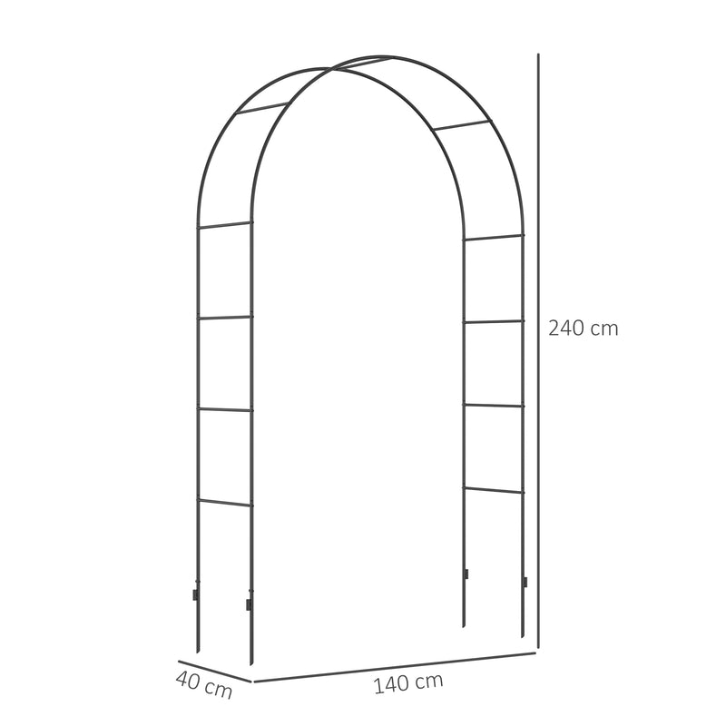 Arco per Rampicanti per Giardino ed Esterni 140x40x240 cm in Metallo Nero-3