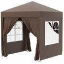 Gazebo Pieghevole 2x2m in Metallo e Poliestere Marrone-1