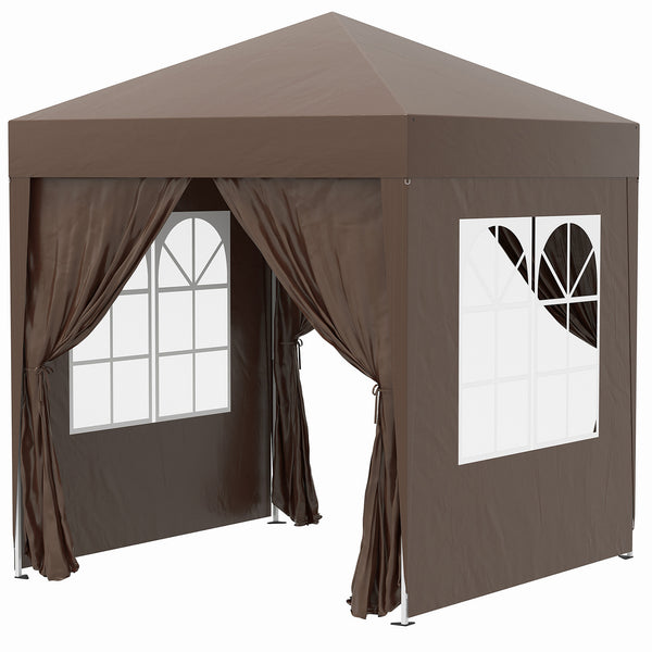 Gazebo Pieghevole 2x2m in Metallo e Poliestere Marrone prezzo