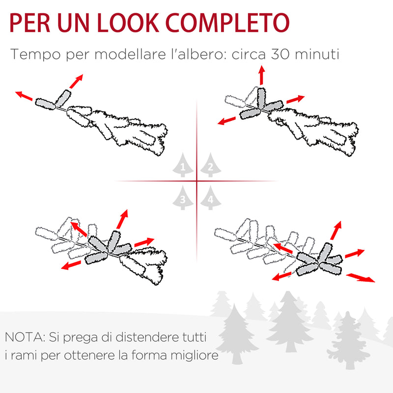 Albero di Natale Artificiale H210 cm 1914 Rami con Luci LED Verde-5