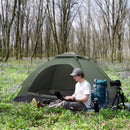 Tenda da Campeggio 2 Posti  206x152x110 cm con Porta a Cerniera Zanzariera e Finestre a Rete Verde-2