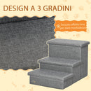 Scaletta per Cani 3 Gradini 63,5x42,5x40,5 cm in Tessuto Effetto Lino e MDF Grigio-6