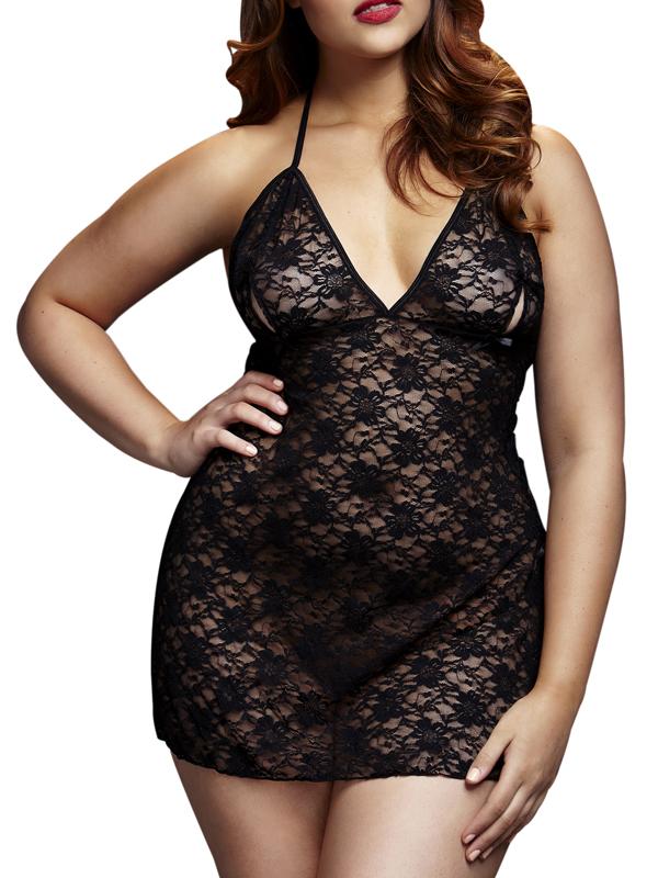 Baci - Curvy - Babydoll  Pizzo Nero QUEEN SIZE online