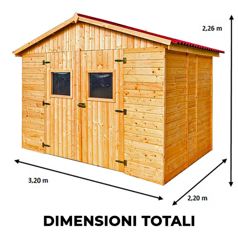 Casetta Box da Giardino 2,8x2 m Senza Pavimento in Legno Picea Massello 16mm Eden-2
