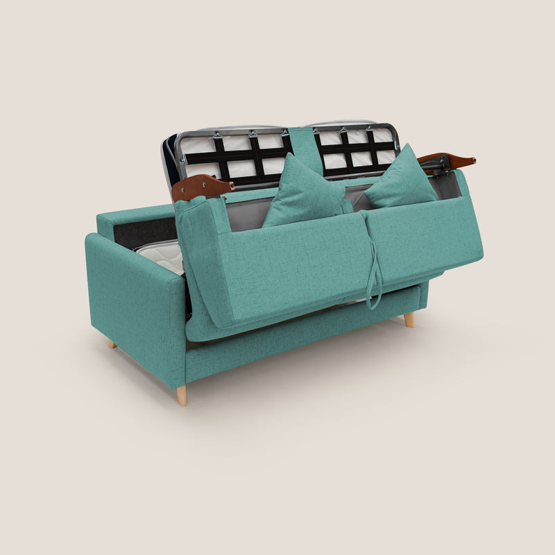 Set divano letto e poltrona 2 posti Ikaria Tessuto Verde