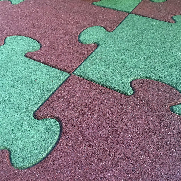 Pavimento Antitrauma ad Incastro per Bambini 50x50x4,5 cm in Gomma Rosso sconto
