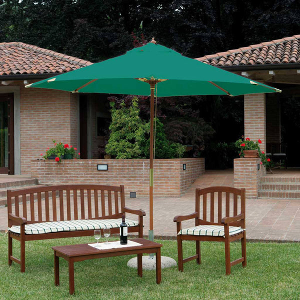 acquista Ombrellone da Giardino Ø3 m Palo Ø38 mm Rotondo Struttura in Legno Vorghini Verde