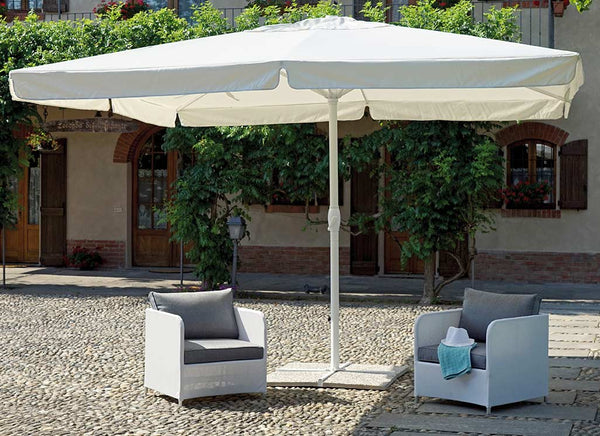 acquista Ombrellone Telescopico da Giardino 4x4 m Palo Ø67 mm in Alluminio con Manovella Vorghini ConTract Bianco e Ecrù