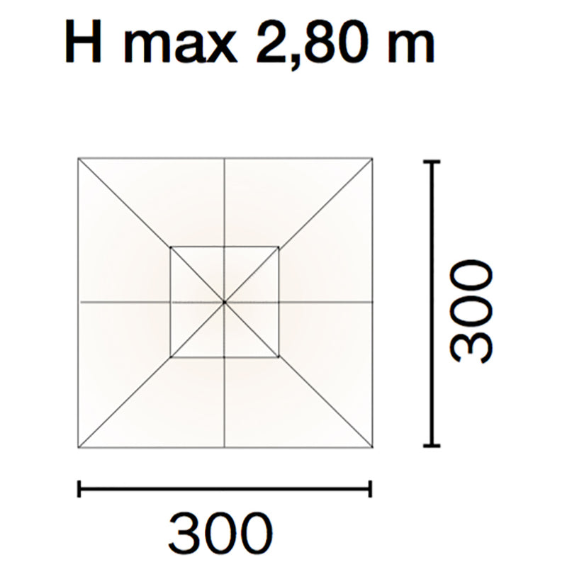 Ombrellone da Giardino 3x3 m Palo Ø48 mm Quadrato Struttura in