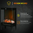 Camino Elettrico 2000W 40,5x20x62 cm con LED Effetto Fiamma Nero-7