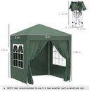 Gazebo Pieghevole 2x2m in Metallo e Poliestere Verde-3