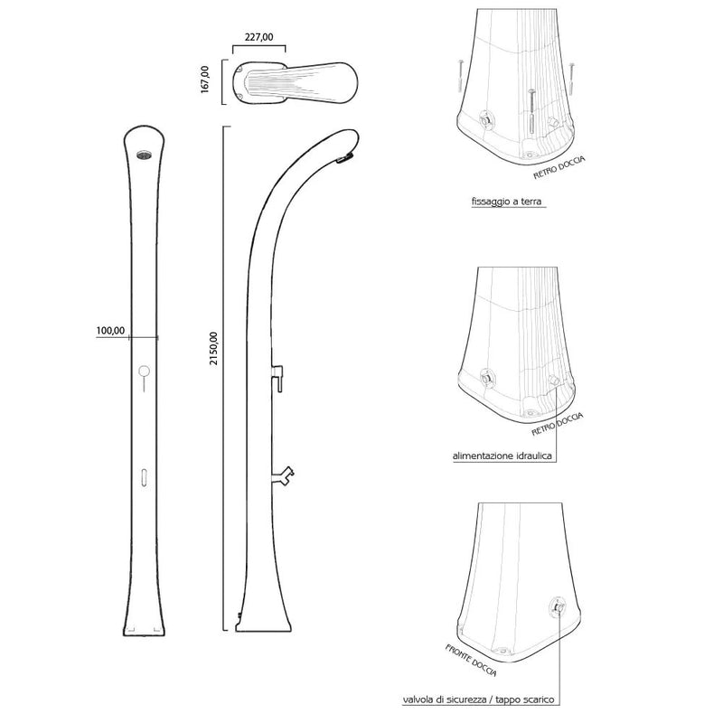 Doccia Solare da Esterno Giardino 20L Miscelatore Arkema Happy One Ruby-6