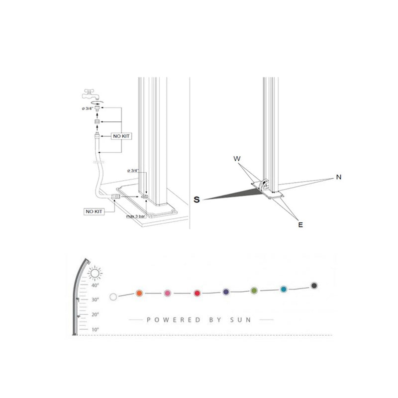 Doccia Solare da Esterno Giardino 20L Miscelatore e Lavapiedi Arkema Happy One Dove Gray-7