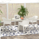 Set 4 Sedie da Giardino  Impilabili con Braccioli e Schienale Alto 56x54,5x77,5 cm in Plastica Bianco-2