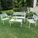 Panchina Chloe 2 Posti 128x56x85 h cm in Acciaio Bianco-3