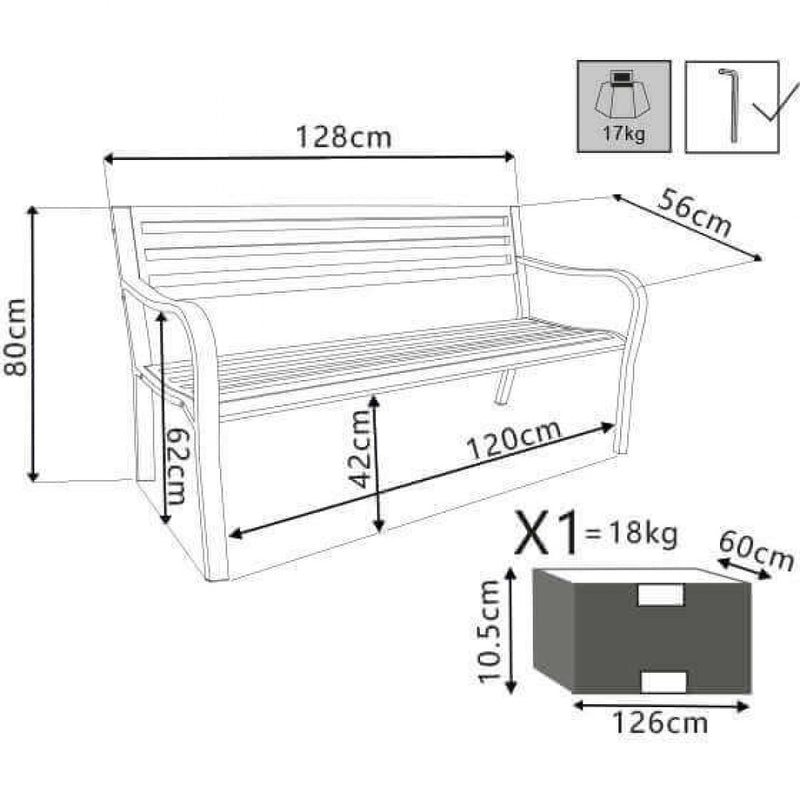 Panchina Chloe 2 Posti 128x56x85 h cm in Acciaio Bianco-4