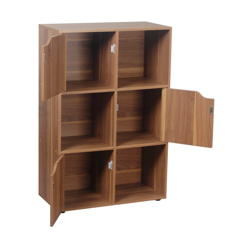 Libreria Mobiletto 6 Scomparti 59.6x29x90.5 cm in Legno MDF Naturale-2