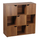 Libreria Mobiletto 9 Scomparti 5 Ante 88.8x29x90.5 cm in Legno MDF Effetto Naturale-1