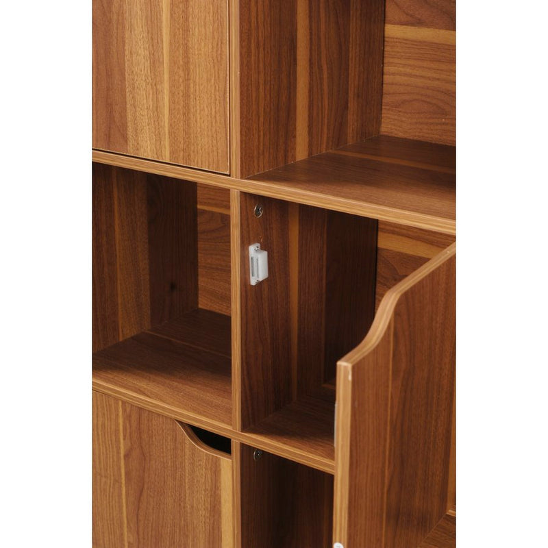 Libreria Mobiletto 9 Scomparti 5 Ante 88.8x29x90.5 cm in Legno MDF Effetto Naturale-4