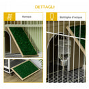 Gabbia per Conigli 78x52,5x76,5 cm in Truciolato Acciaio e PVC Rovere-8