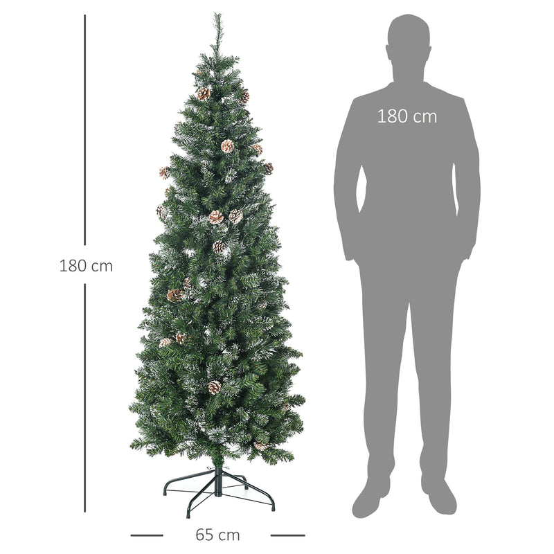 Albero di Natale Artificiale 180 cm 618 Rami con Pigne Verde-3