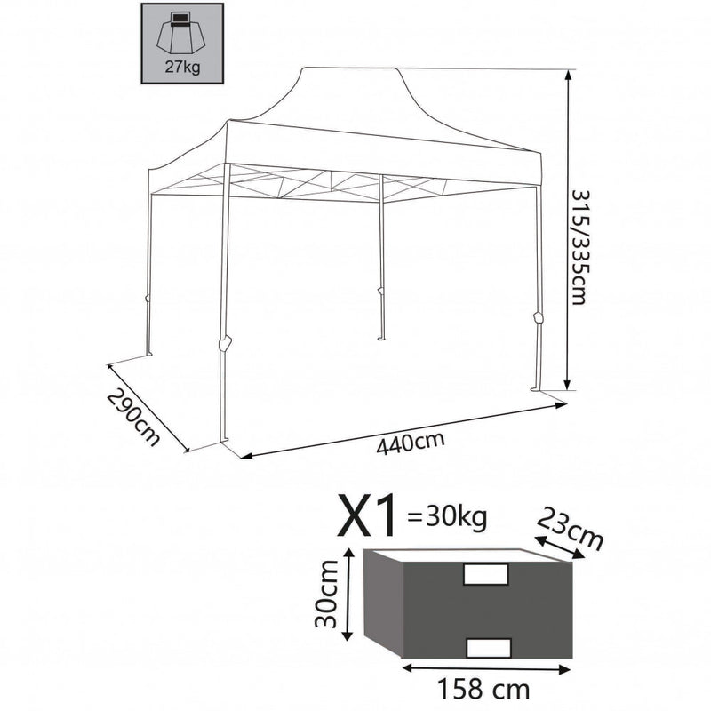 Gazebo Holiday 3x4,5 m in Acciaio Verde-3