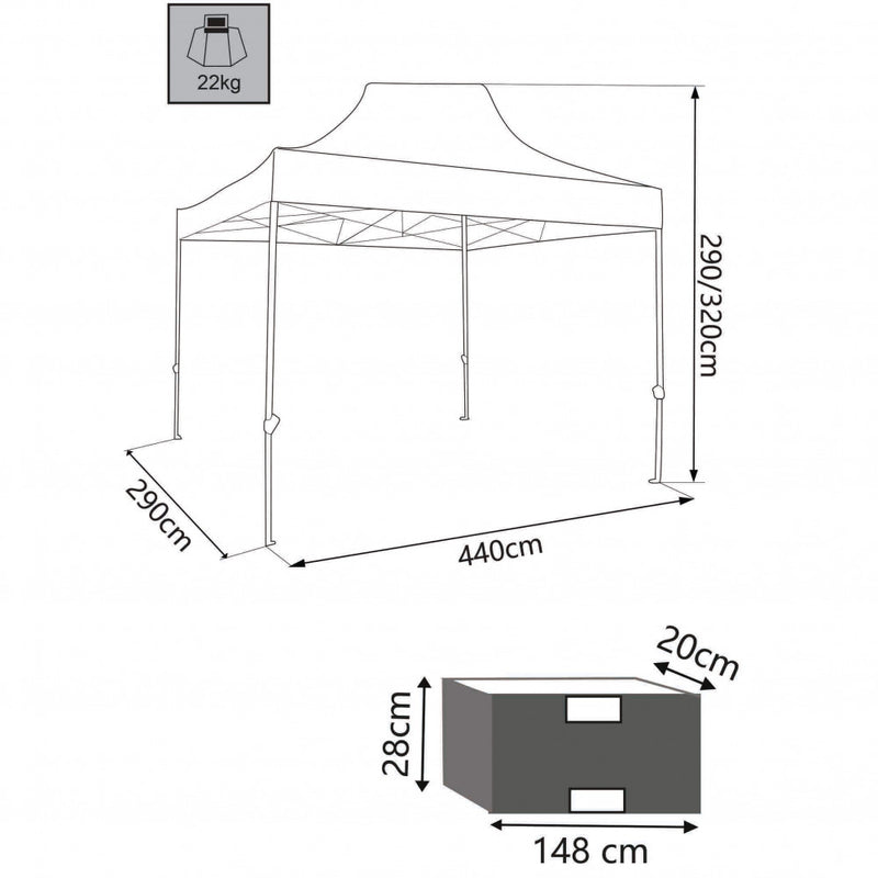 Gazebo Party 3x4,5 m in Acciaio Verde-3