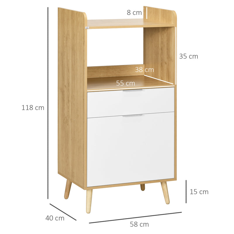 Mobile da Cucina per Microonde 90x30x94 cm in Truciolato Naturale e Bianco  – acquista su Giordano Shop