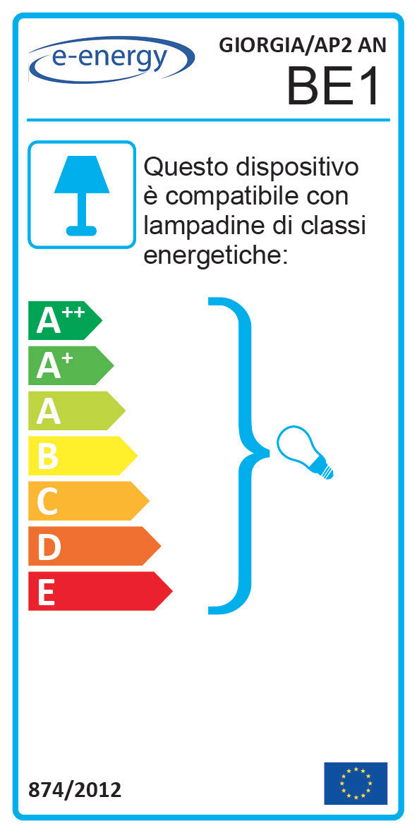 Applique 2xE14 Montatura Anticata Vetro Paglierino E-Energy Giorgia-2