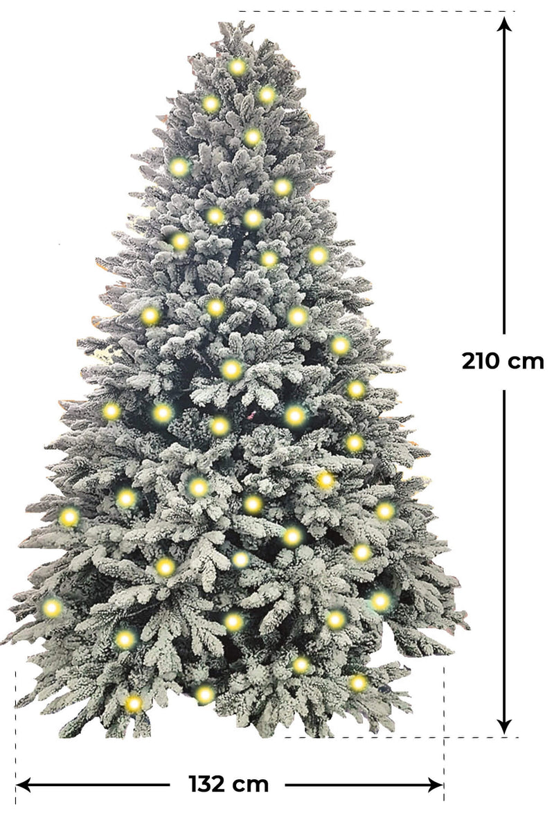 Albero di Natale Artificiale Innevato con Led Bianco Caldo Abetone Varie Misure-2