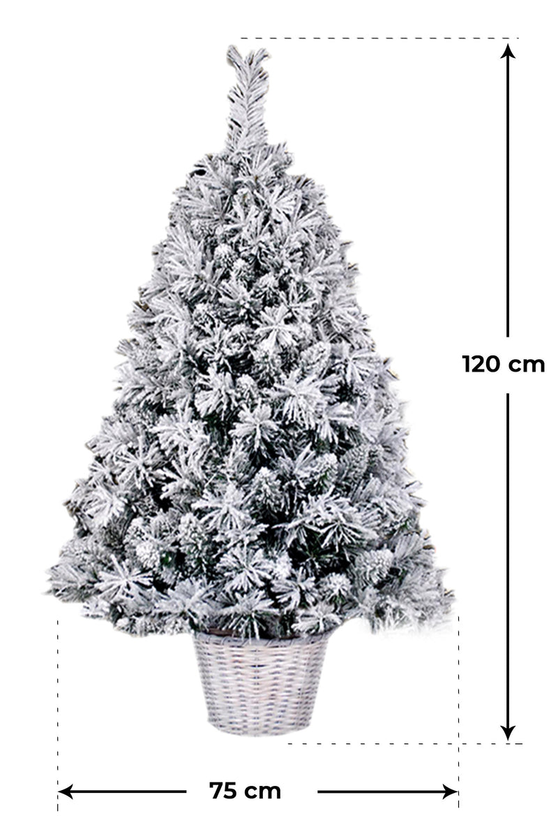 Albero di Natale Artificiale Innevato da Parete Basket Sweden White Varie Misure-3