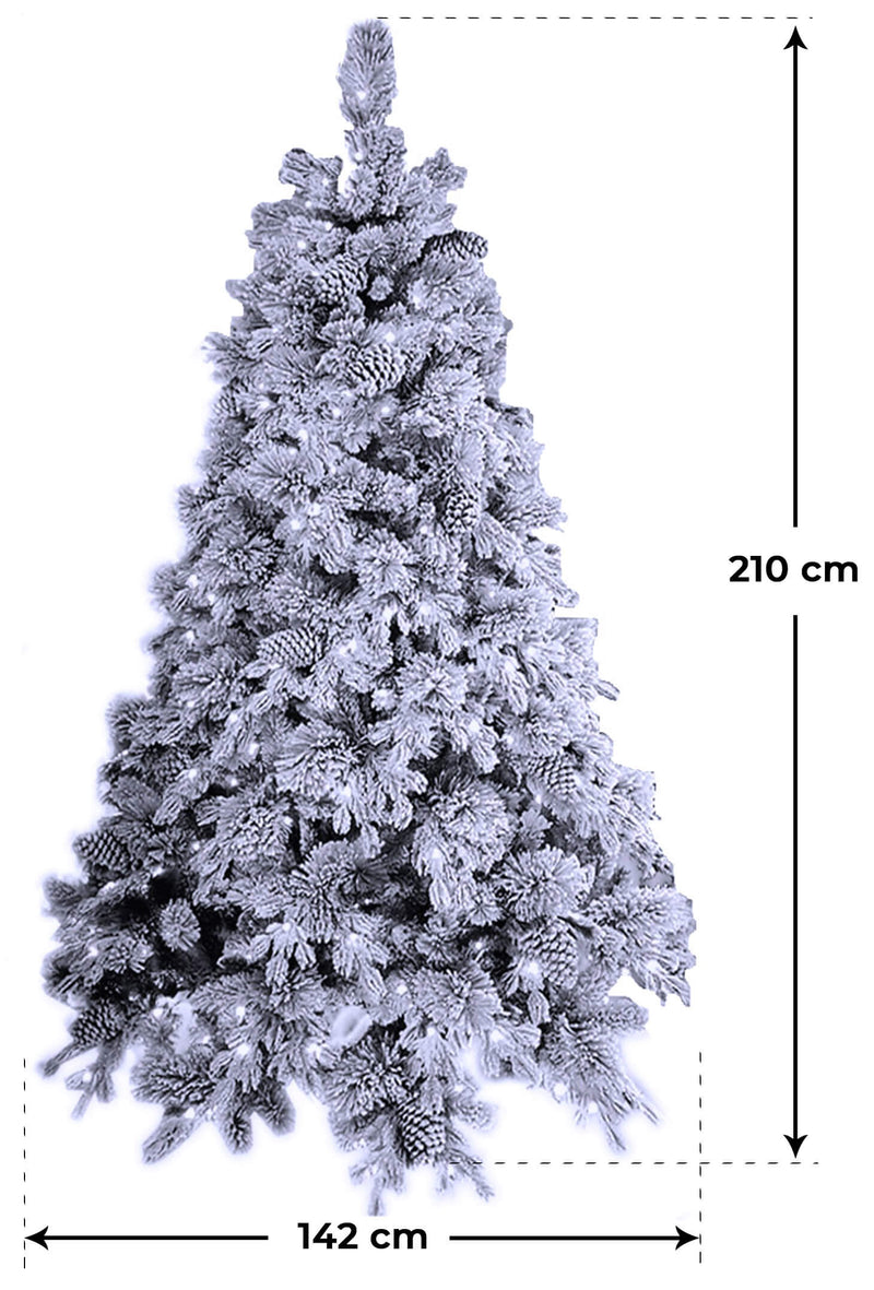 Albero di Natale Artificiale Innevato con Led Bianco Freddo Elbert Varie Misure-2