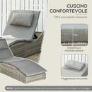 Lettino Prendisole da Giardino 60x200x40 cm in Rattan PE Grigio-5