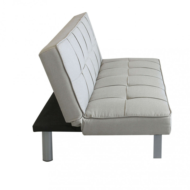 Divano Letto Aaron 178x80x71 cm in Tessuto Grigio chiaro-4