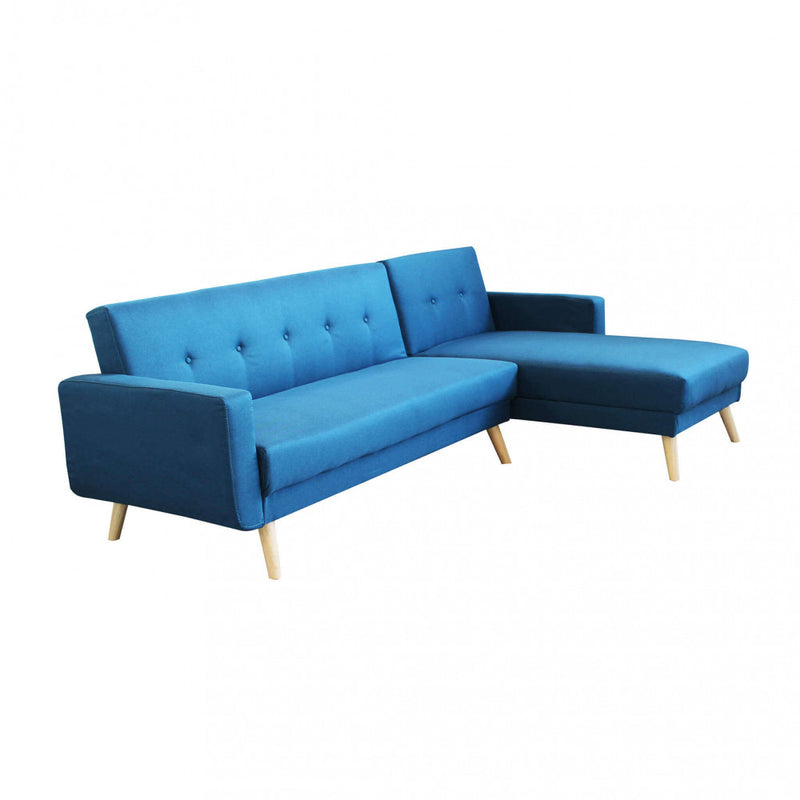 Divano Letto Arthur 176x84x84 cm in Tessuto Blu melange-1