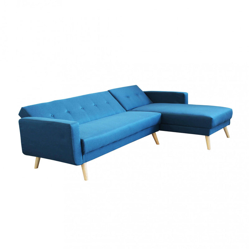 Divano Letto Arthur 176x84x84 cm in Tessuto Blu melange-2