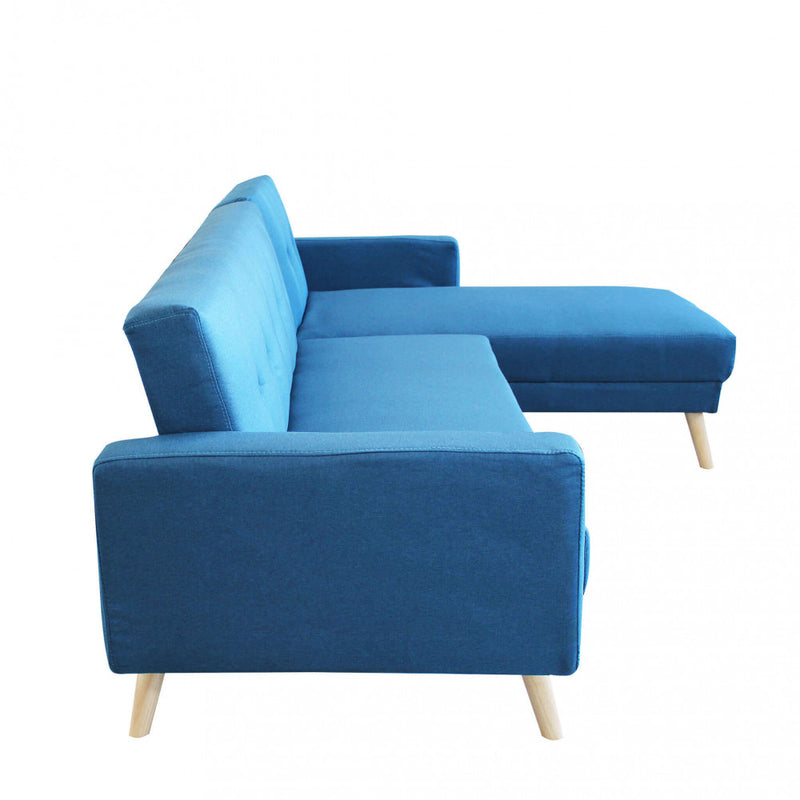 Divano Letto Arthur 176x84x84 cm in Tessuto Blu melange-5