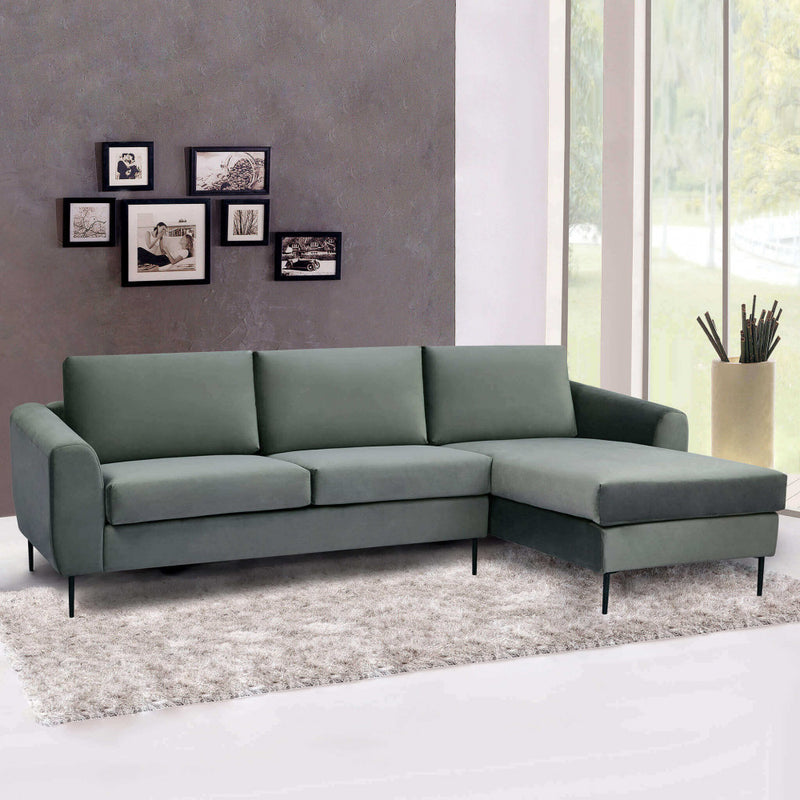 Divano con Chaise Longue Gregory in Tessuto Grigio-7